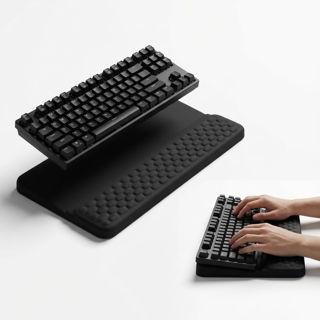 Integrierte Handballenauflage Tastatur zur Entlastung der Handgelenke, 43 x 24,5 cm Memory Foam Hand