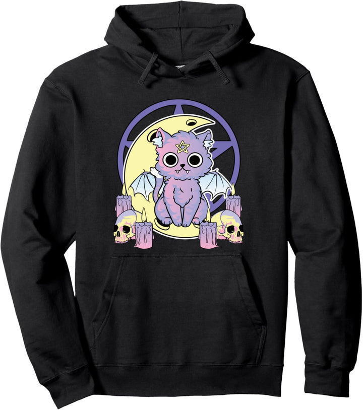 Pastel Goth Kawaii Demon Cat Gothic Pullover Hoodie
