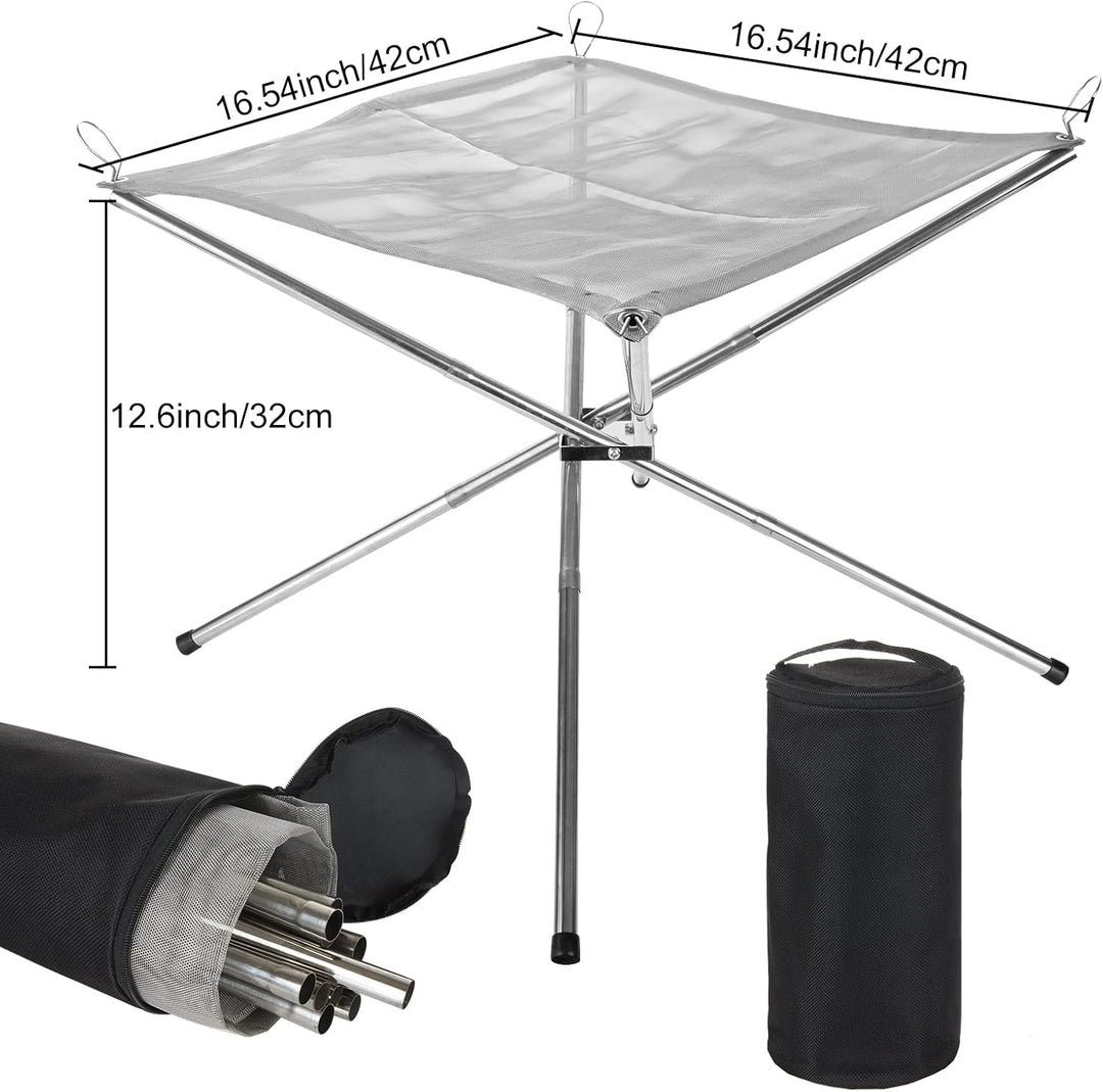 MIVIDE Tragbare Feuerstelle für Aussen, 42cm Feuerschale Outdoor Fire Pit, 304 Edelstahl Faltbar Feu