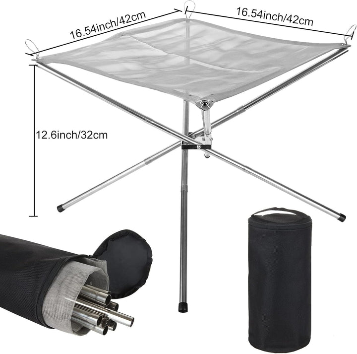 MIVIDE Tragbare Feuerstelle für Aussen, 42cm Feuerschale Outdoor Fire Pit, 304 Edelstahl Faltbar Feu