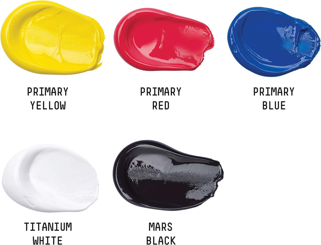 Liquitex 3699350 Basics Studio Acrylfarbe, 5 Farben in 118ml Tuben aus hochwertige und beständige Pi