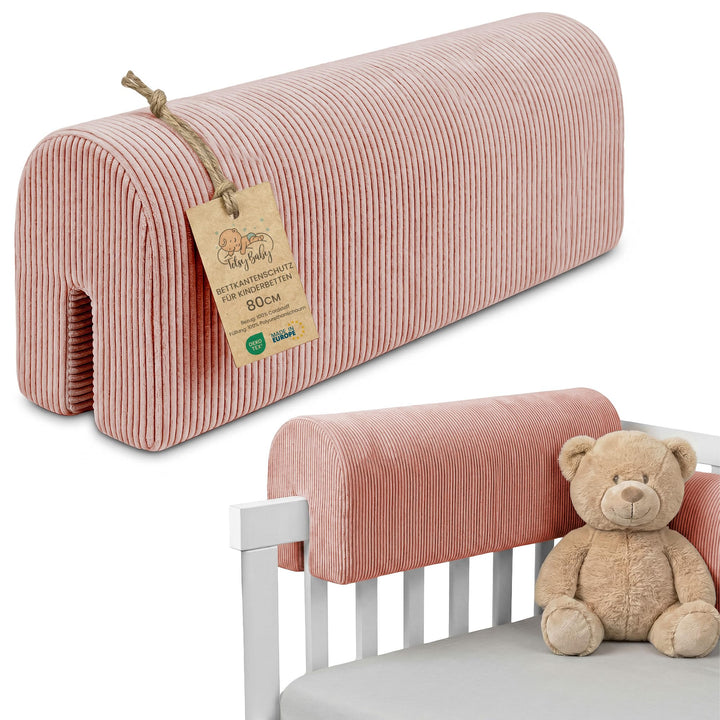Bettkantenschutz für Kinderbetten Cordstoff 80 cm - Schutz für Bettrahmen Baby Bett rausfallschutz f