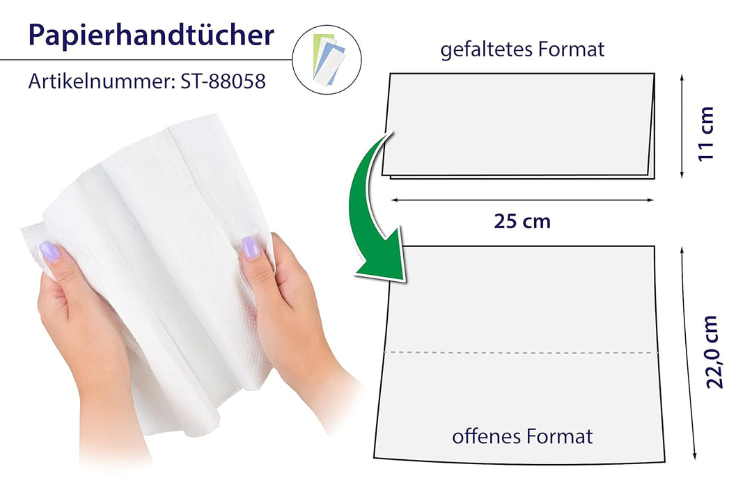 SemyTop Papierhandtücher, 2 -lagig, ZZ/V-Falz, 24.5 x 22 cm, hochweiss, 4000 Blatt, 1er Pack (1 x 1