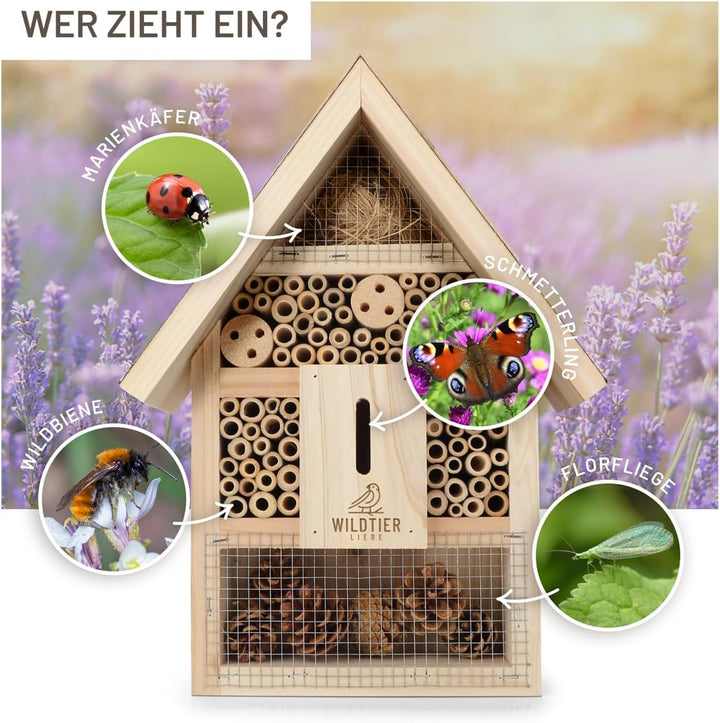 wildtier liebe Insektenhotel - Gross unbehandelt inkl. Lockstoff I Insektenhaus aus verschraubtem Ho