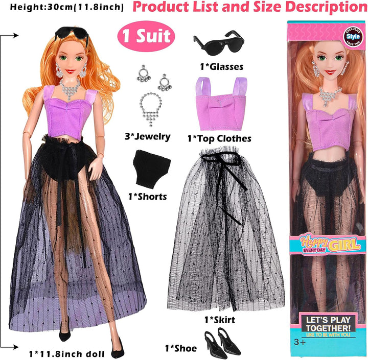 Mode 6 Pack 11,5 Zoll amerikanisches Spielzeug Prinecess Puppen Spielset mit Outfits Kleid Design un