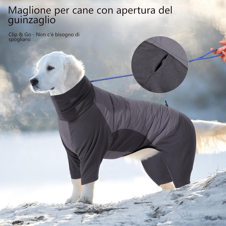 Dotoner Winter Hundemantel mit Beinen, Elastischer Wasserdicht Hundejacke Hund-Overall Fleecefutter