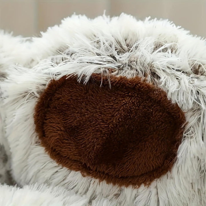65cm Ø Flauschig Hundebett Katzenbett Bärentatzen-Design Hundekissen Katzenkissen Waschbar Hundekorb