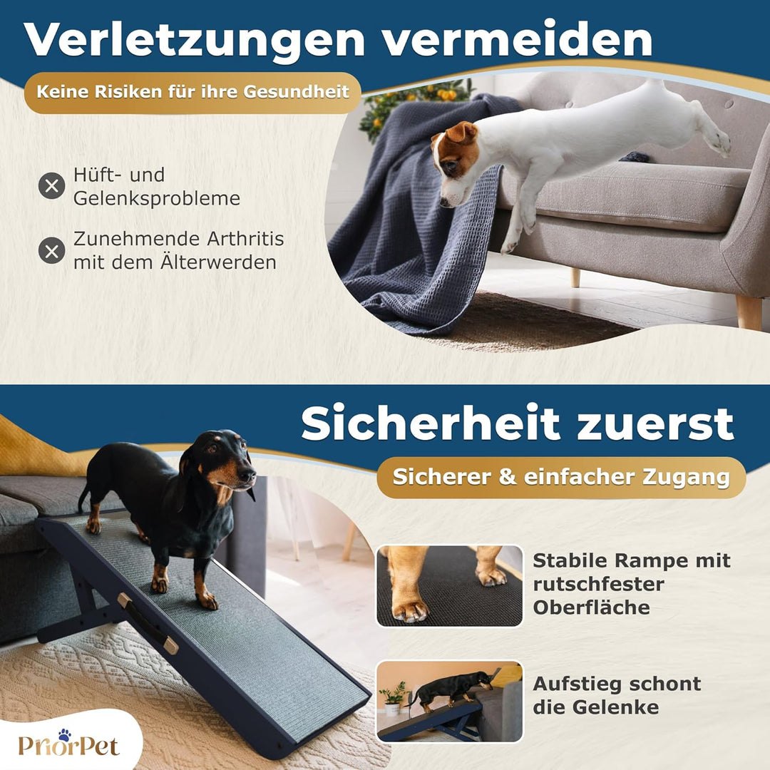 Hunderampe - Hundetreppe für kleine Hunde und grosse Hunde - Für Bett und Sofa - Birkenholz - 5 Edle