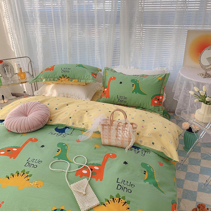 GETIYA Dino Bettwäsche 135x200 Jungen Kinder Bettwäsche Dinosaurier 100% Baumwolle Bettbezug Dino Mu