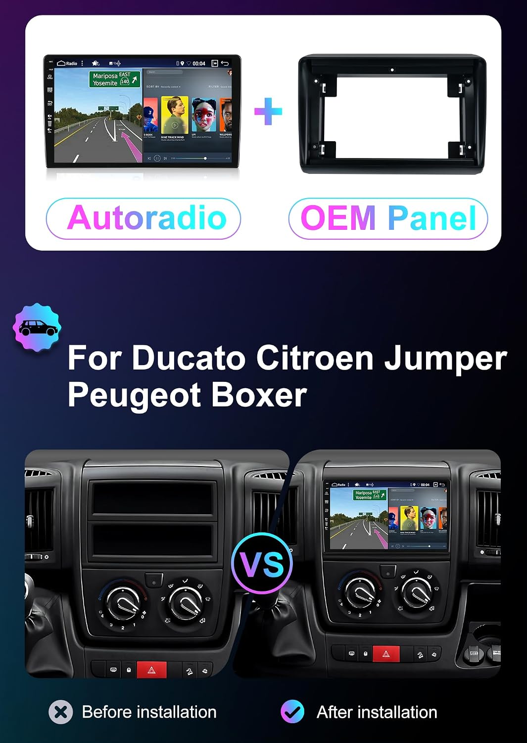 [2G+64G] 9 Zoll Autoradio für FIAT Ducato/Peugeot Boxer/Citroen Jumper (2006-2015) GPS Navigation -