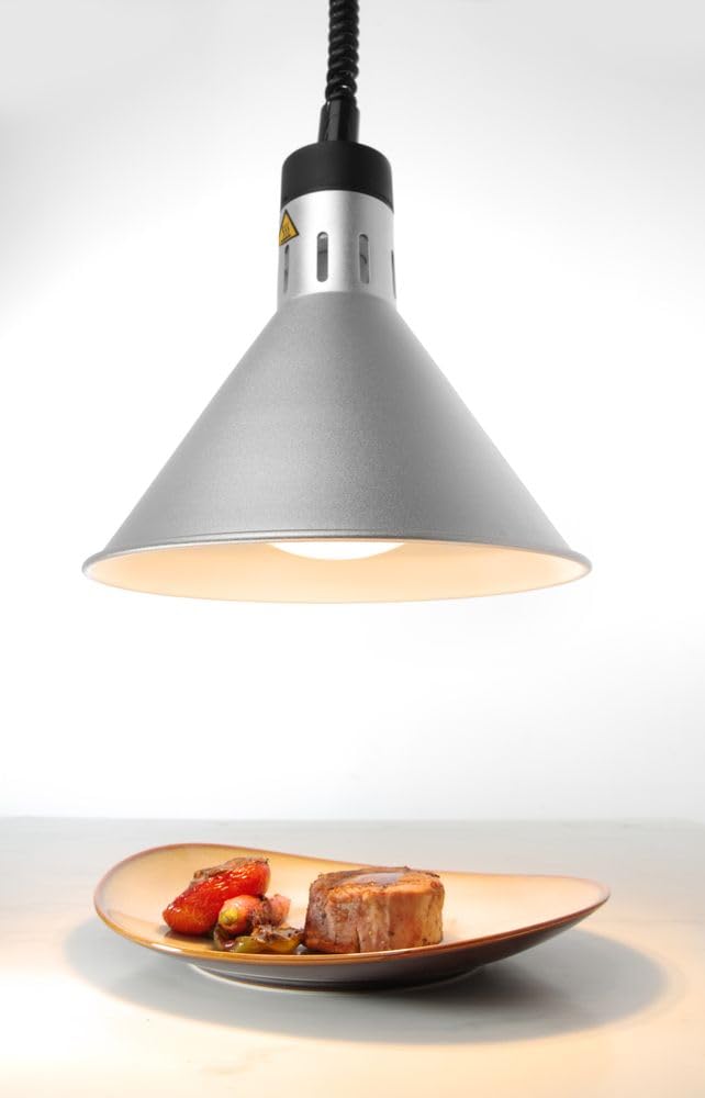 HENDI Wärmelampe, Inkl. Splitterfreie lampe, Höhenverstellbar, Konisch, Warmhalten von Speisen, Spei
