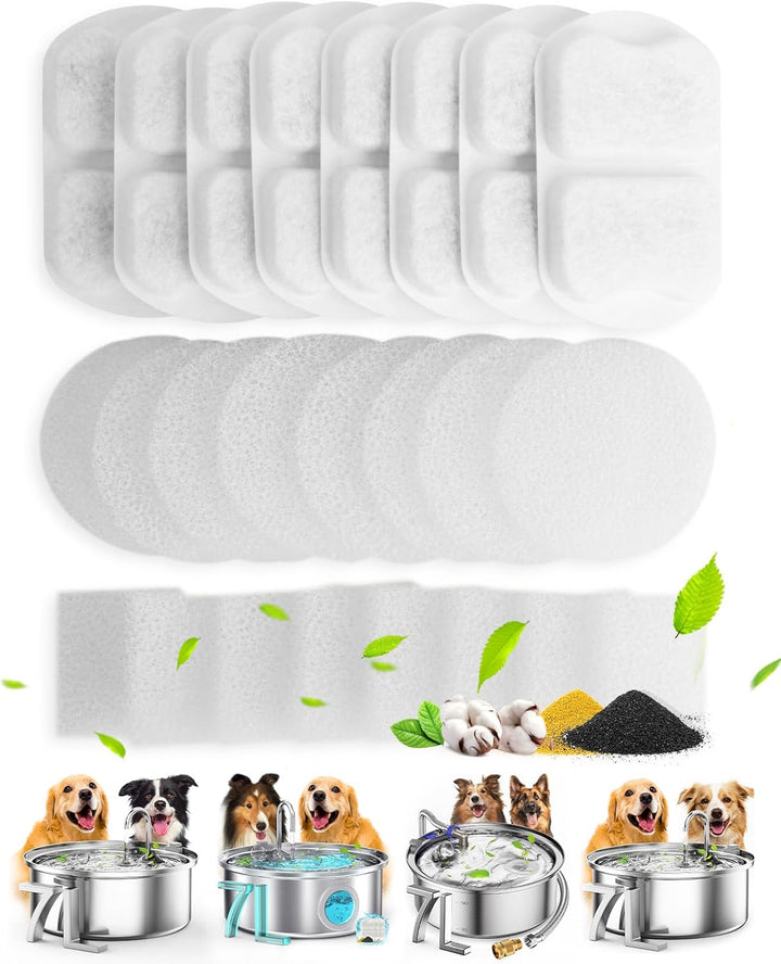 oneisall 8 Packung Ersatzfilter für 7L Hundebrunnen Trinkbrunnen Edelstahl, Wasserbrunnen für Katz,