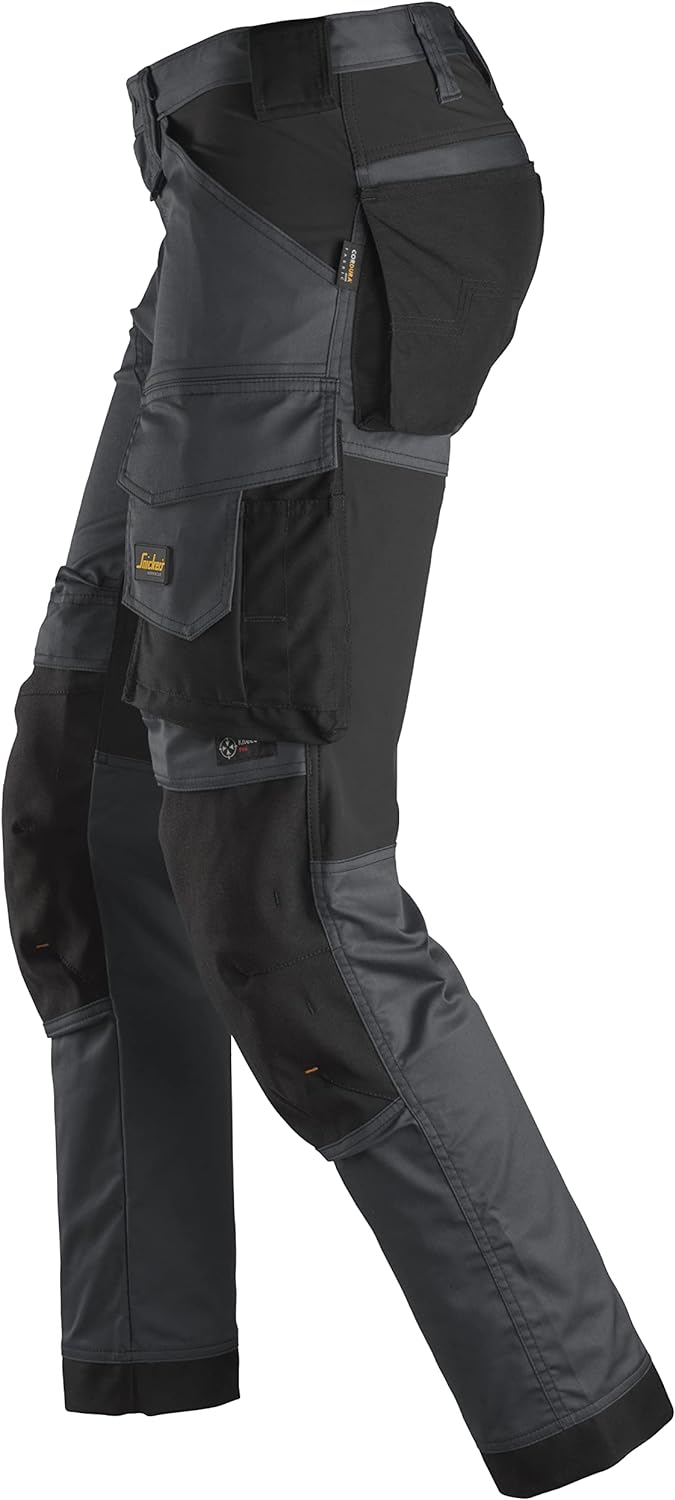 Snickers Workwear Unisex Pantalones Elásticos Gris Acero-Negro Talla AllroundWork Elastische Hose, G
