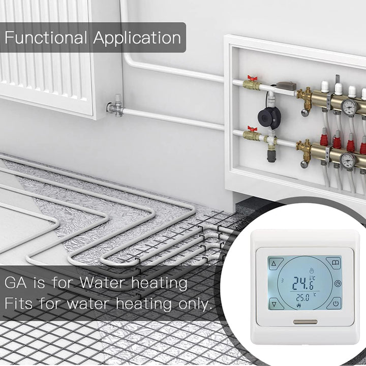 Wengart Raumthermostat Thermostat programmierbar LCD Touchscreen Digital weiss WG809, Unterputz für