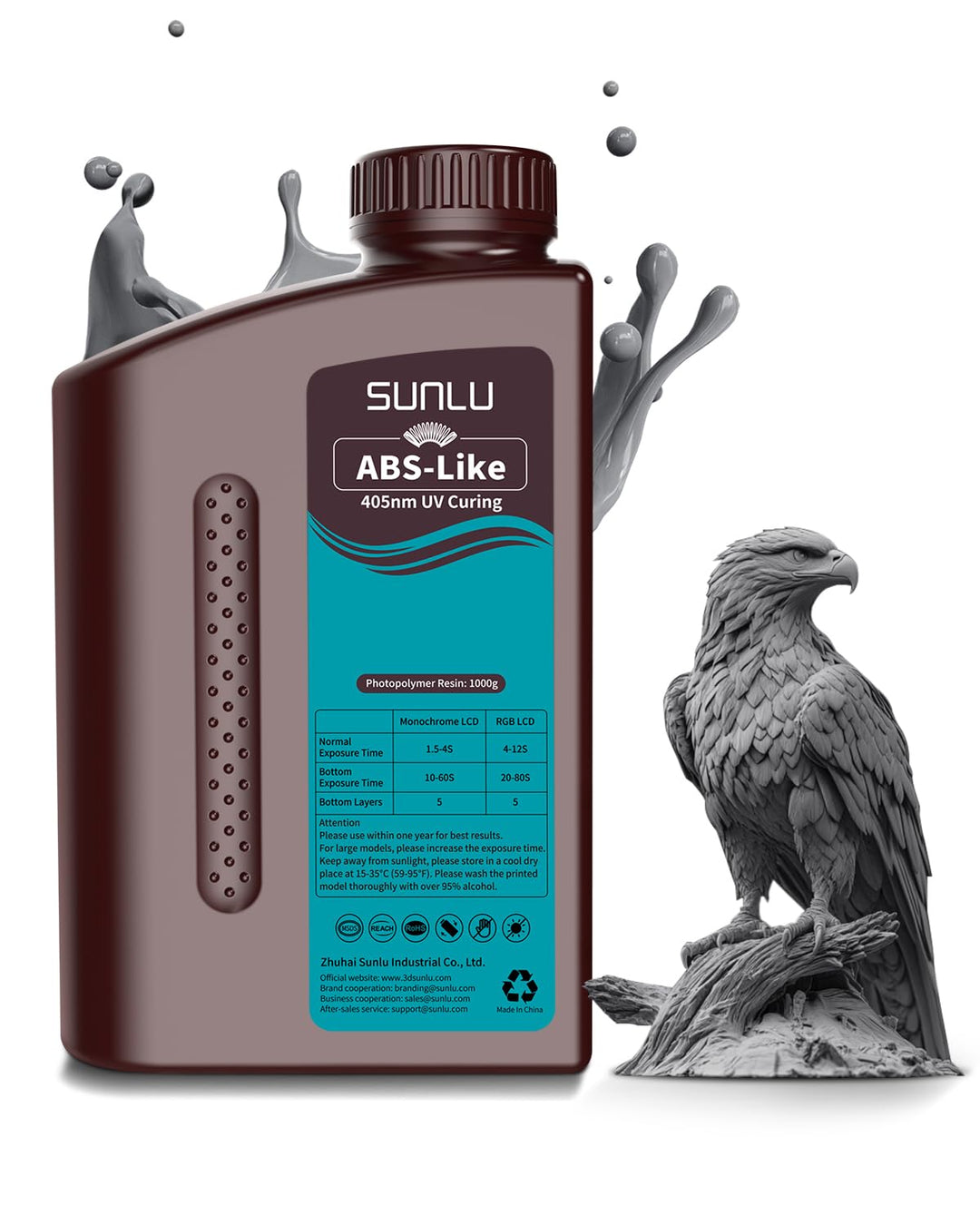 SUNLU ABS-Like 3D Drucker Resin 1KG, 405nm UV-härtendes Standard Photopolymer Schnellharz für den LC