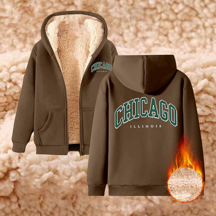 Briskorry Winterjacke Damen Warm Fleecejacke Winter Elegant Einfarbig Sweatjacke Übergangsjacke mit