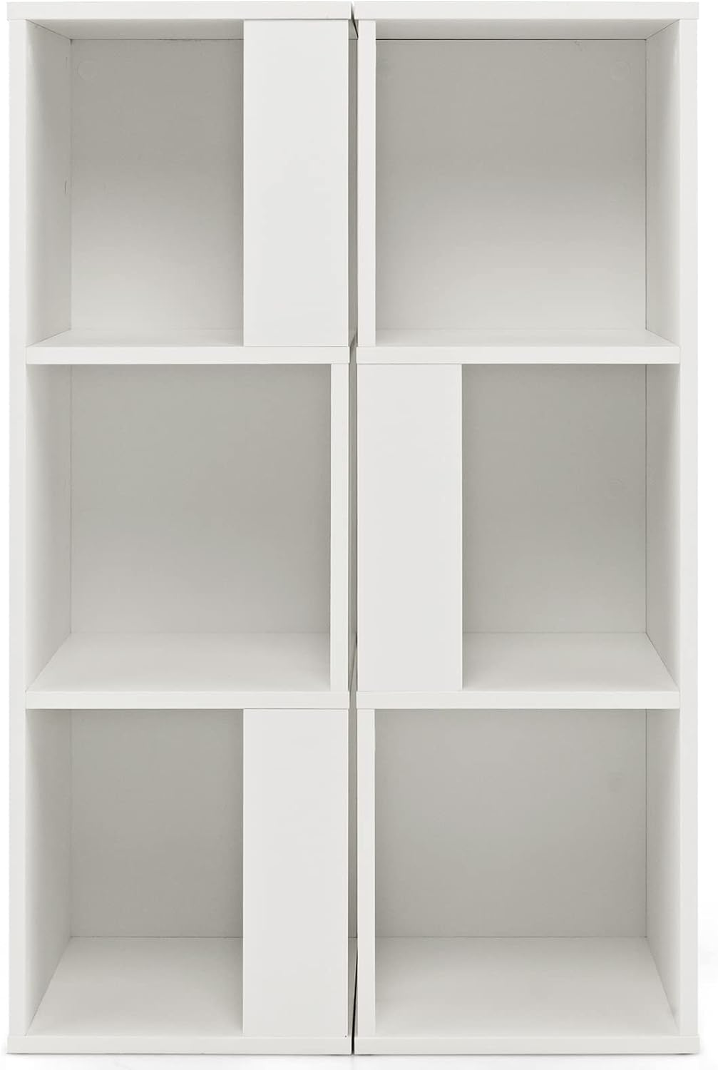 GOPLUS 2er Set Bücherregal, Standregal mit 3 Offenen Fächern, Lagerregal Würfelregal Holz, Aufbewahr