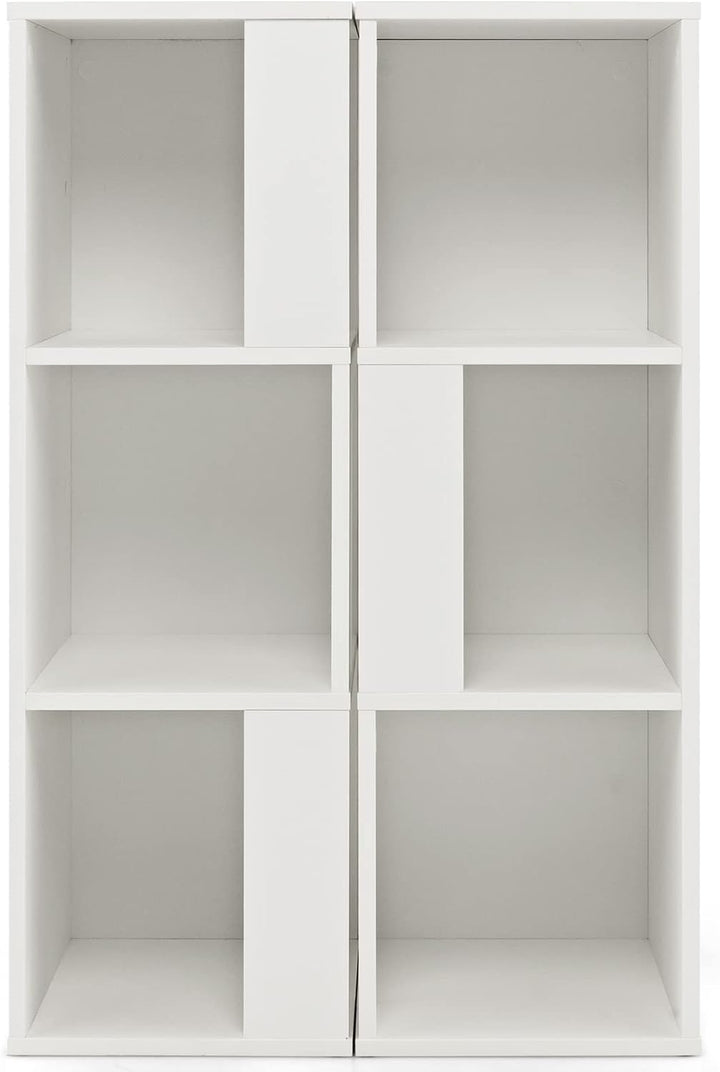 GOPLUS 2er Set Bücherregal, Standregal mit 3 Offenen Fächern, Lagerregal Würfelregal Holz, Aufbewahr