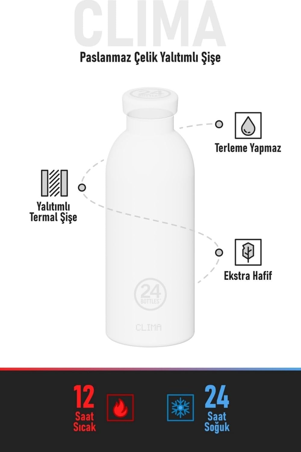 24Bottles Clima Bottle – Thermosflasche, 500 ml, Edelstahl, Thermosflasche, 100% dicht (12 h heiss 2
