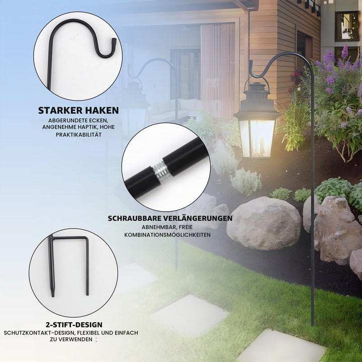 4 Stück Garten Schäferhaken 90CM Schäferstab Laternenstab Metall Gartenstab Hirtenhaken Hirtenbogen