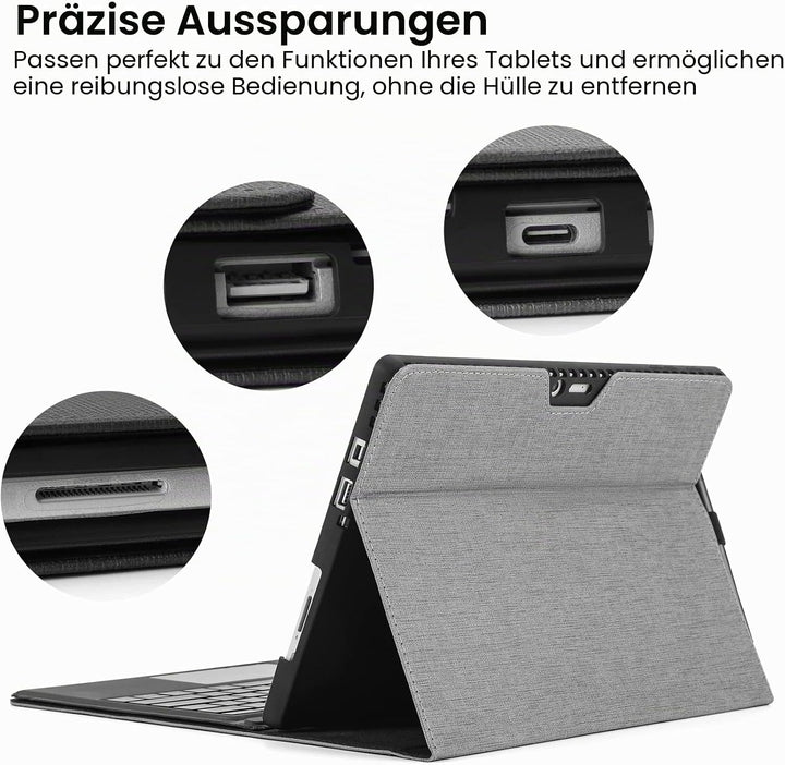 Omnpak Hülle für Microsoft Surface pro 7+/ 7/6 /5/4, Anpassbarer Betrachtungswinkel, Kompatibel mit