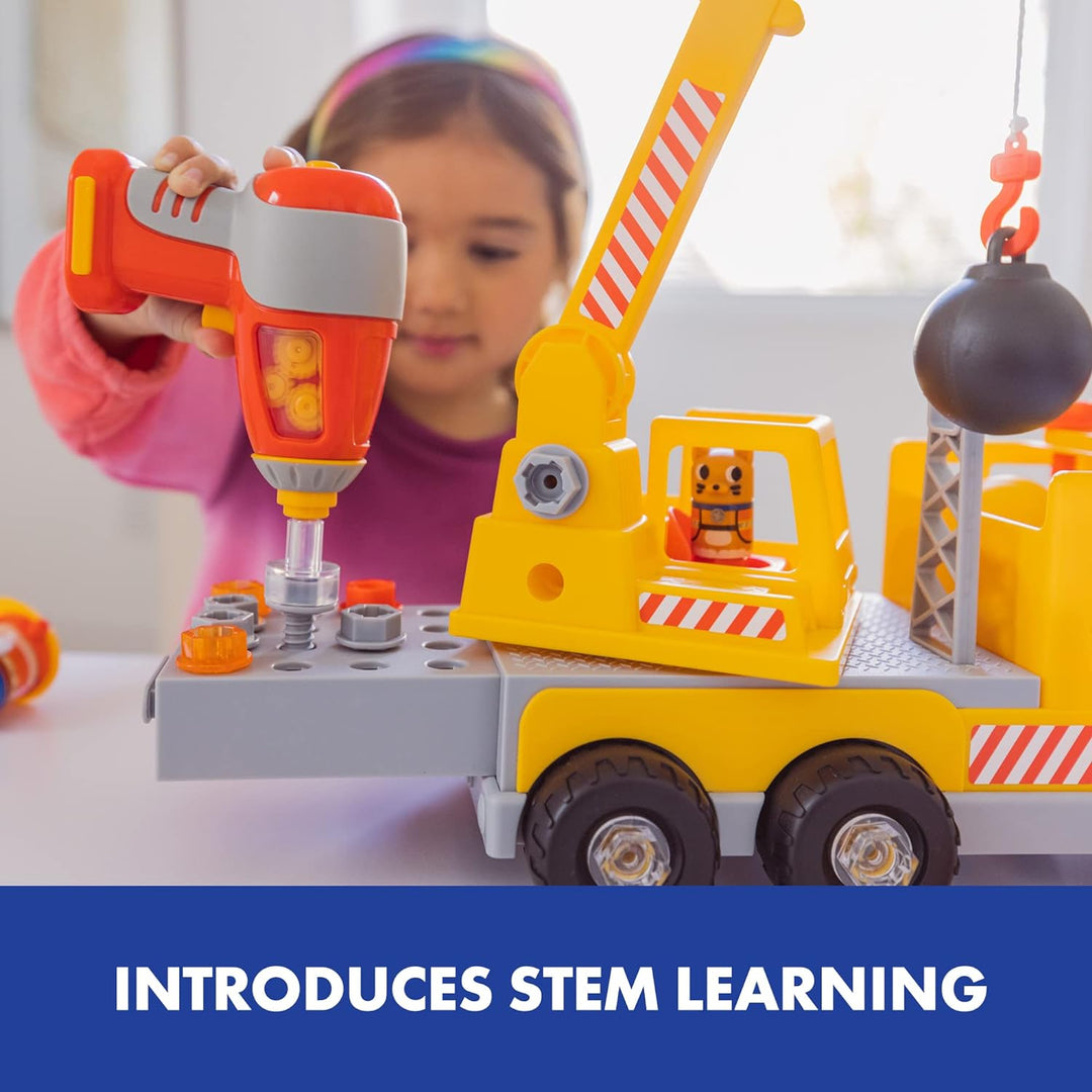 Learning Resources Design &amp; Drill Schrauberkumpel Kran, Spielzeug zum Auseinanderbauen, mit elektris