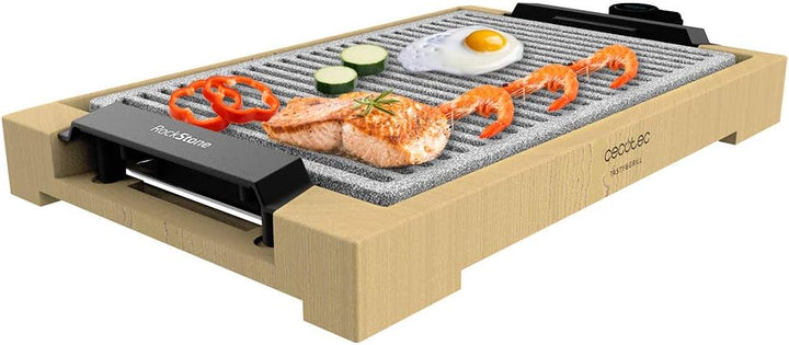 Cecotec Plancha de asar eléctrica Tasty&Grill 2000 Bamboo LineStone. Potencia 2000 W, Estructura Bam