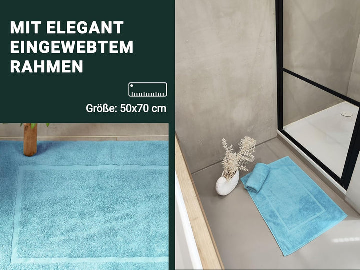 ZOLLNER 2er Set Badematten in 50x70 cm - saugstarke und Flauschige Badvorleger aus Baumwolle - bis 6