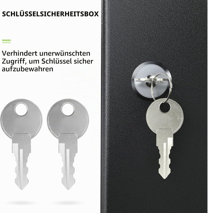 Uniclife 28-Schlüssel Schlüsselschrank mit 2 Aufschliessungsschlüsseln Schlüssel-Organisator Schwarz