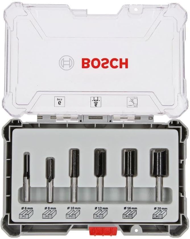 Bosch Professional 6tlg. Nutfräser Set (für Holz, für Oberfräsen mit 6 mm Schaft) 6 tlg. | Nutfräser