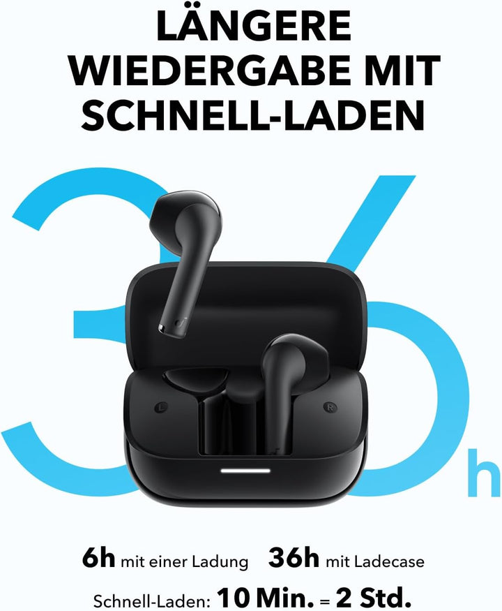 soundcore K20i von Anker, Semi-In-Ear Earbuds, Bluetooth Wireless, 36h Spielzeit, Schnell-Laden, kla