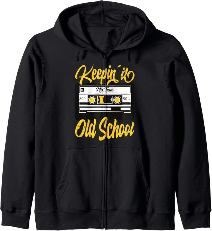 Keeping it Old School Retro Vintage 80er 90er Jahre Kassettenband Kapuzenjacke