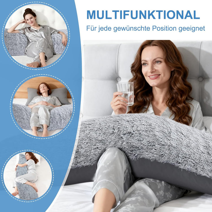 Memory Foam Seitenschläferkissen für Erwachsene – 2,65KG Ganzkörperkissen mit Plüsch Abnehmbarem Bez