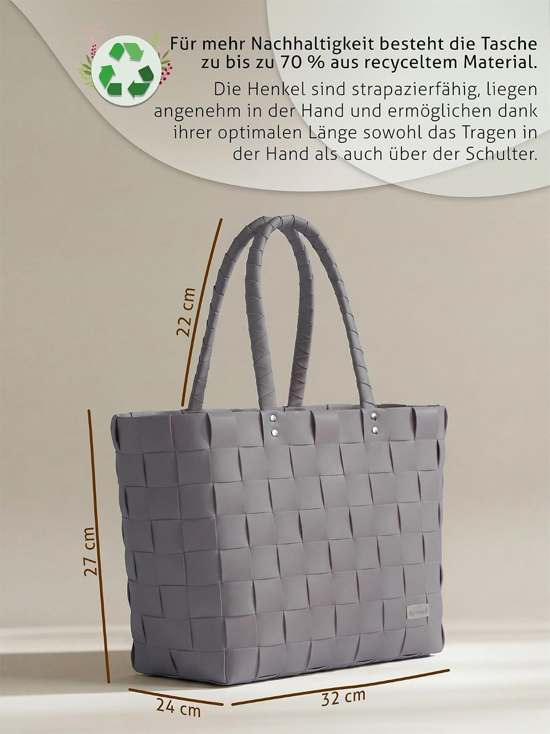 normani Einkaufstasche geflochten mit Henkeln - Tragetasche extra robust Braun Einheitsgrösse, Braun