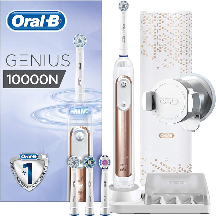 Oral-B Genius 10000N Elektrische Zahnbürste mit Zahnfleischschutz-Assistent und Premium Lade-Reise-E