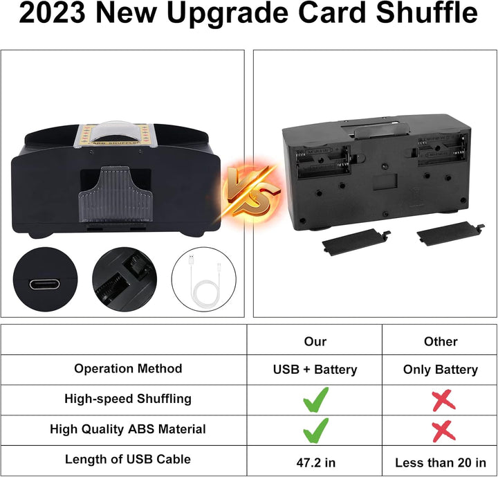 Ni-SHEN automatischer Kartenmischer für 2 Decks, USB-/batteriebetrieben, elektrischer Kartenmischer