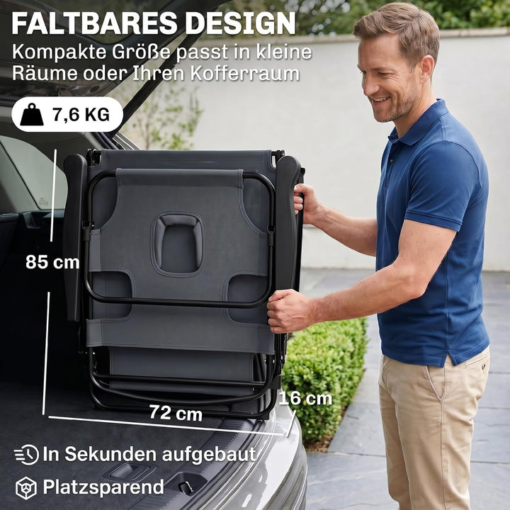 Outsunny Sonnenliege klappbar Gartenliege mit Lesefenster, Kopfkissen, Liegestuhl mit 4-Fach verstel