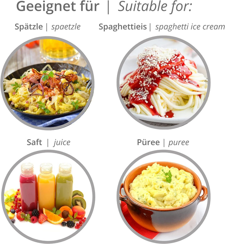 Westmark Spätzle-/Kartoffelpresse, Traditionelle Lochung für Spätzle wie Handgemacht, Aluminiumdruck