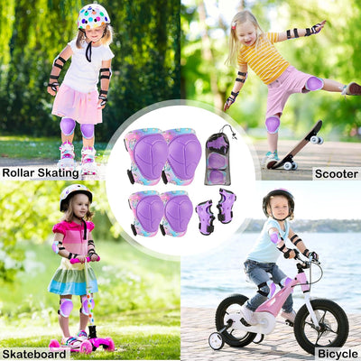 MHJY Knieschoner Kinder Protektoren Set 7 IN 1 Schoner Inliner Kinder, Einhorn Knie und Ellenbogensc
