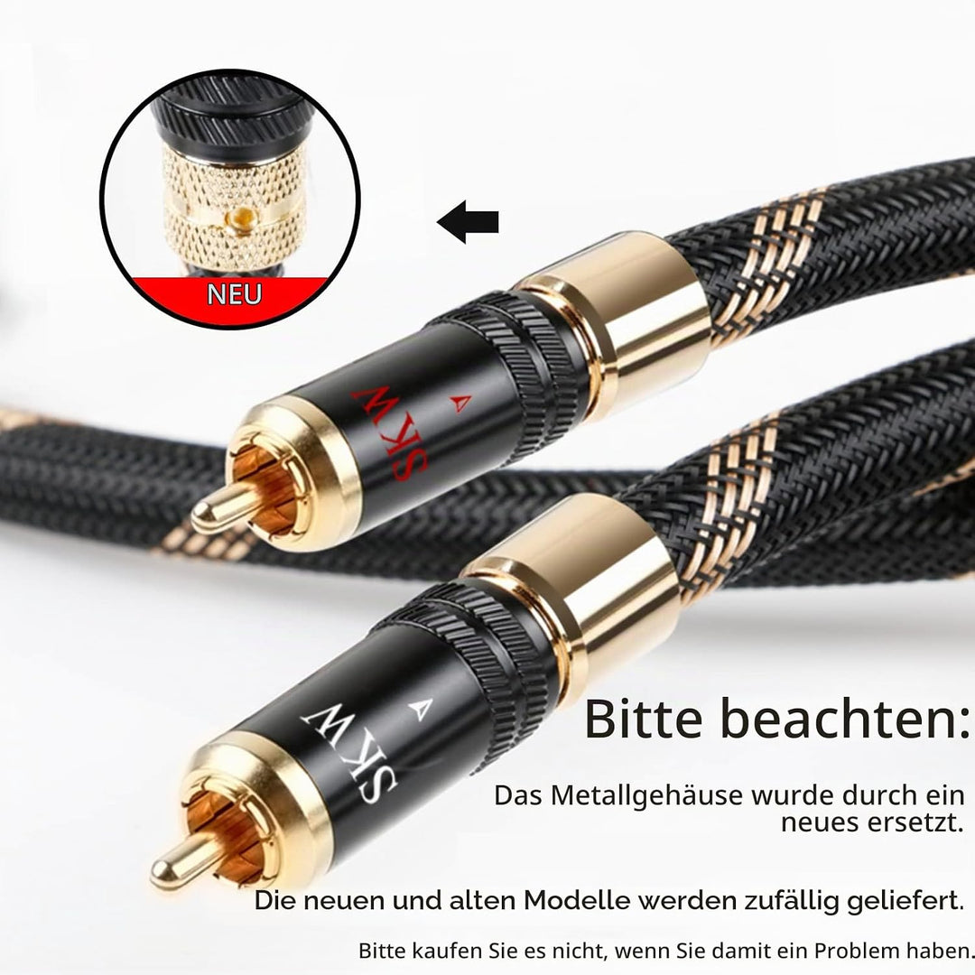 SKW Cinch Audiokabel, 2 x Cinch auf 2 x Cinch-Stecker, selbstsichernd, Cinch-Kabel, kompatibel mit C