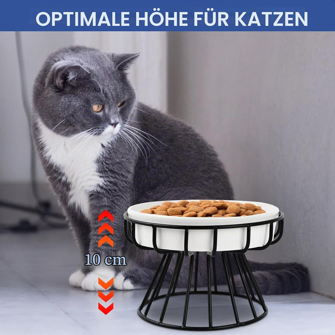 Antischlingnapf für Katzen, katzennapf keramik mit Metallständer, Leicht zu reinigen katzennapf erhö