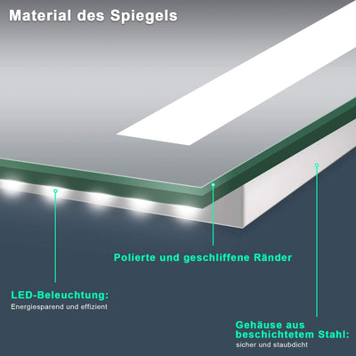 ELEGANT Badspiegel mit LED-Beleuchtung 45 x 60 cm kaltweiss IP44 Energiesparend Bad Spiegel Badezimm