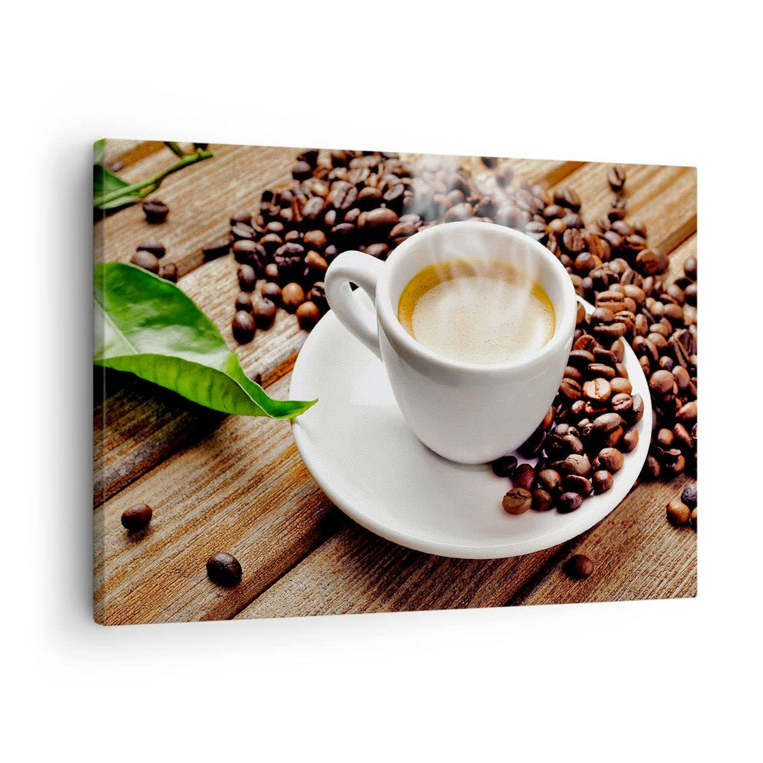 Bilder auf Leinwand Kaffee Tasse Espresso heiss Leinwandbild 70x50cm Wandbilder Dekoration Wohnzimme
