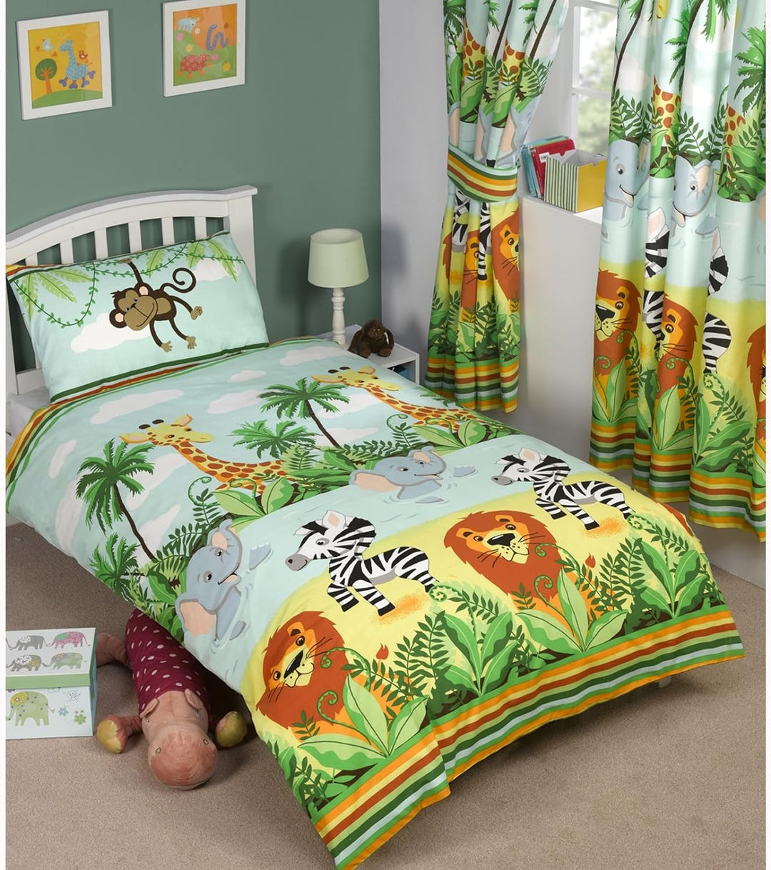 Junior-Bettbezug und Kissenbezug, Set, Dschungel-Motiv