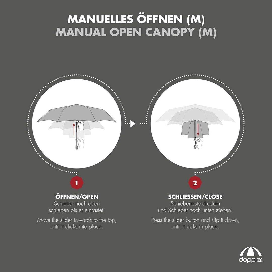 doppler Regenschirm Taschenschirm Mini Slim Carbonsteel sturmsicher bis 100km/h flach & leicht Summe