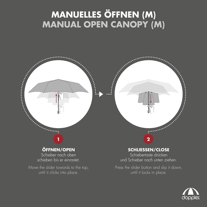 doppler Regenschirm Taschenschirm Mini Slim Carbonsteel sturmsicher bis 100km/h flach & leicht Summe