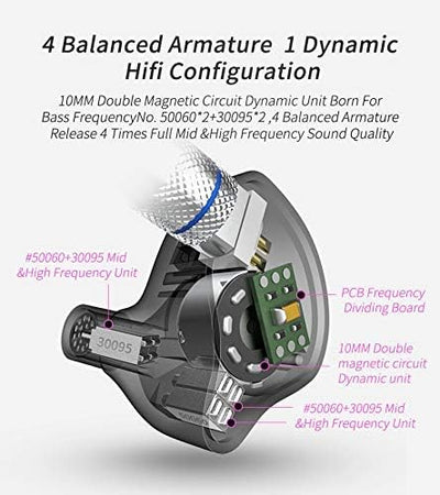 CCA C10 Hybrid-Treiber-In-Ear-Kopfhörer, HiFi-Stereo-Ohrhörer, leistungsstarker Bass, Sport-Headset