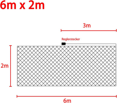 LARS360 LED Lichternetz 6x2m 280LEDs Aussen und Innen Lichterkettenvorhang mit 8 Leuchtmodi Warmweis