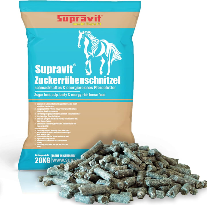 Supravit Rübenschnitzel 20kg | schmackhaftes & energiereiches Pferdefutter | Zuckerrübenschnitzel fü