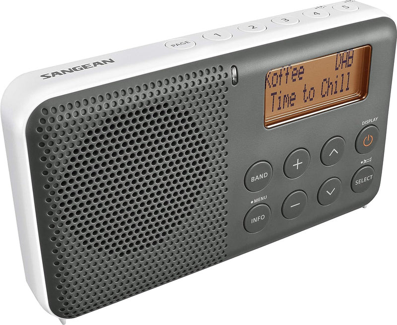 Sangean DPR-64 grey white Sangean DPR-64 DAB+, FM Radio, Alarm, Snooze, LCD Display, Stereo-Kopfhöre